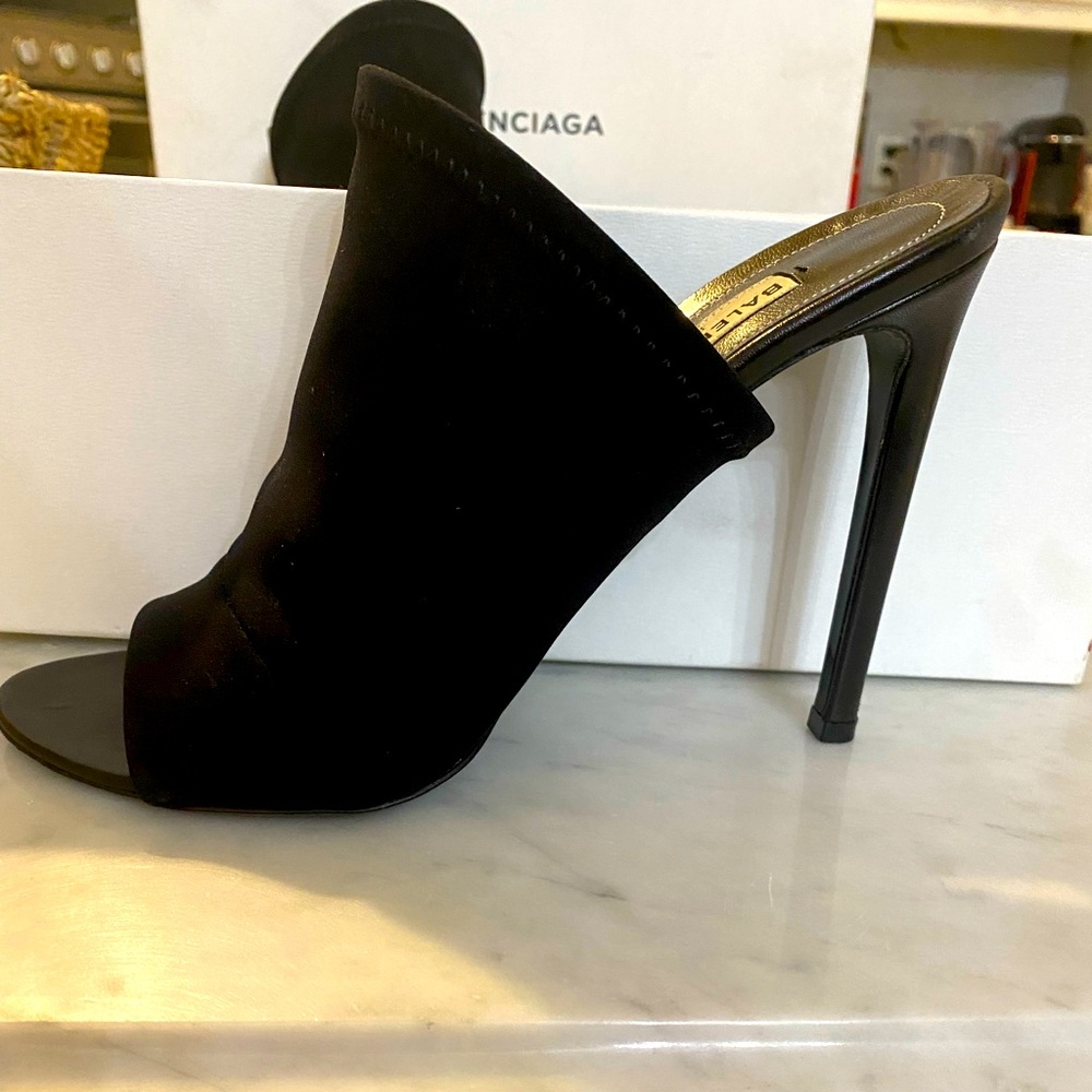 Balenciaga’s Women's Black Neoprene Glove Mules
